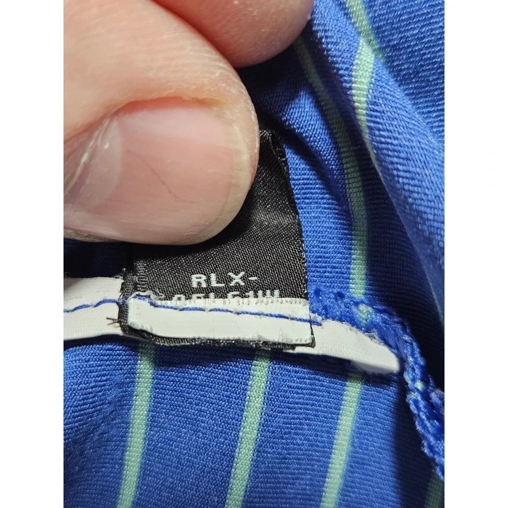 RLX Ralph Lauren‎ Mens Striped Golf Polo Shirt Blue Green XL Short Sleeve - Picture 9 of 11